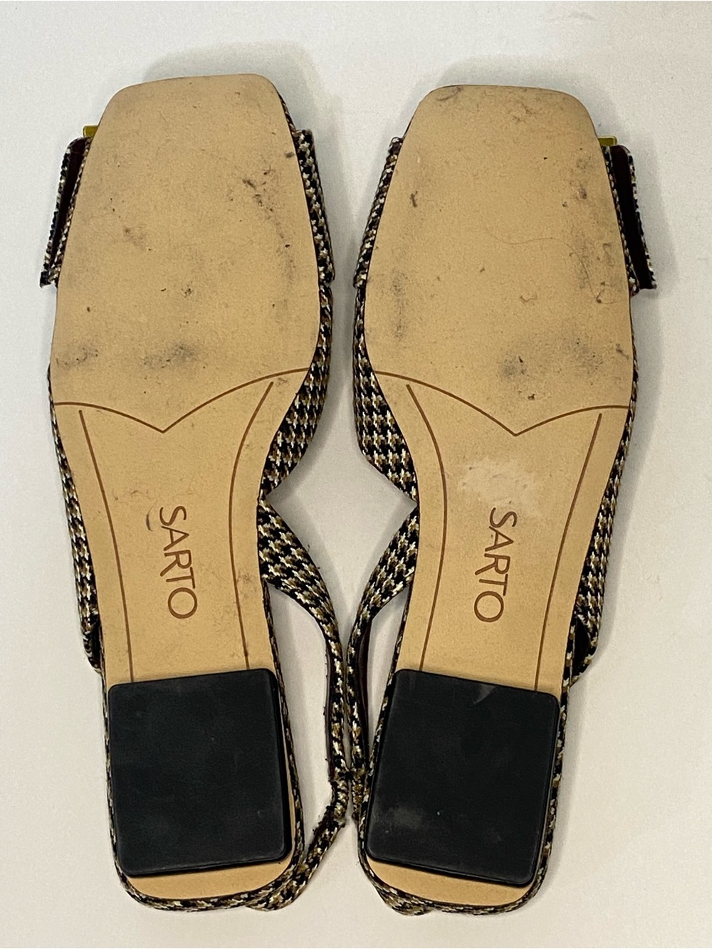 SARTO by Franco Sarto Houndstooth Tweed Slingback Flats Gold Buckle Size 8 - Picture 7 of 16